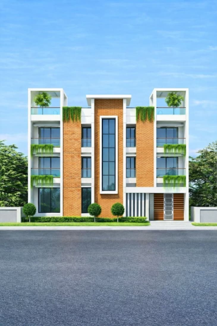 ৩-তলা বিশিষ্ট আধুনিক আবাসিক ভবনের নকশা